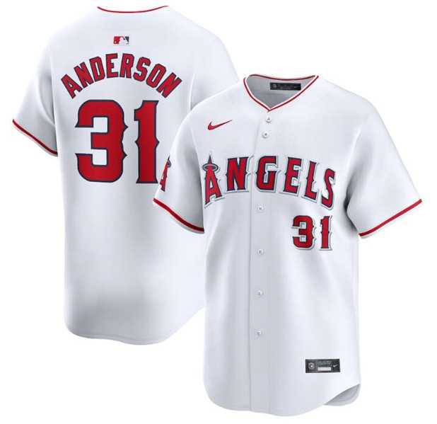 Mens Los Angeles Angels #31 Tyler Anderson White Home Limited Baseball Stitched Jersey Dzhi